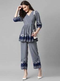 Deebaco - Stripes with Floral Pure Rayon Women Co-Ord