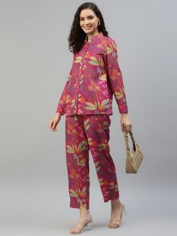 Deebaco - Magenta Printed Pure Rayon Women Shirt with Pant Co-Ord