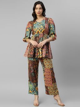 Deebaco - Multicolor Printed Pure Rayon Women's Co-Ord
