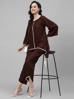 Deebaco - Brown Pure Rayon Women Co-Ord