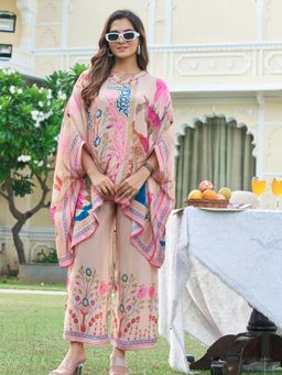 KAFTANIZE - Peach Floral Printed Kaftan with Pant