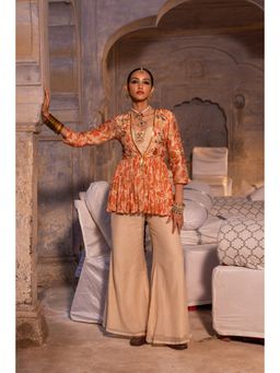 Suramya - Raunaqya Beige Peplum Top with Pant