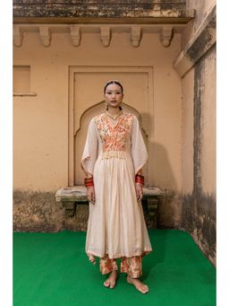 Suramya - Raunaqya Beige Kaftan Top with Pant and Slip