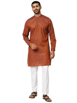 Indivisual - Mens Two tone Yarn Dyed Autumn Brown Kurta