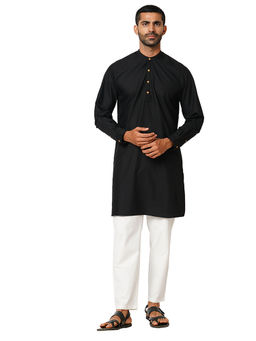 Indivisual - Mens Solid Carbon Black Kurta