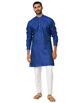 Indivisual - Mens Two tone Yarn Dyed Galaxy Blue Kurta