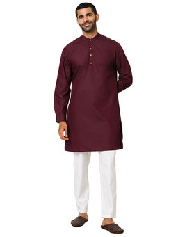 Indivisual - Mens Solid Garnet Maroon Kurta