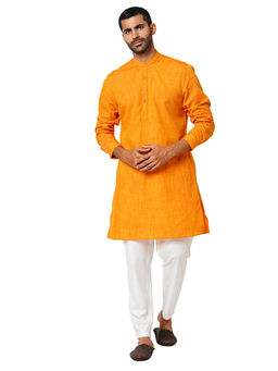 Indivisual - Mens Two tone Yarn Dyed Golden Yellow Kurta