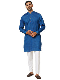Indivisual - Mens Dobby Midnight Blue Kurta