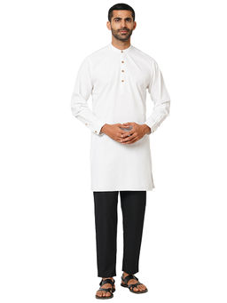 Indivisual - Mens Premium Cotton Solid Bright White Kurta
