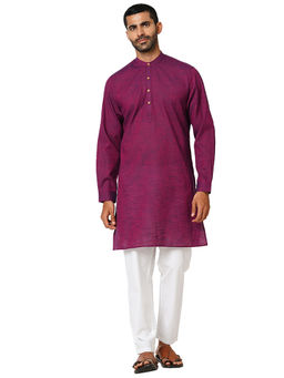 Indivisual - Mens Two tone Yarn Dyed Royal Purple Kurta