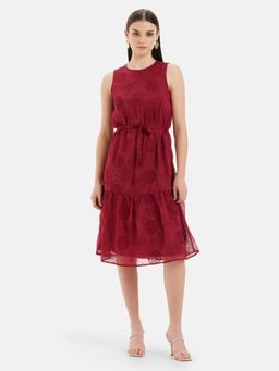 Kazo - Debra Embroidered Midi Dress with Belt (Set of 2)