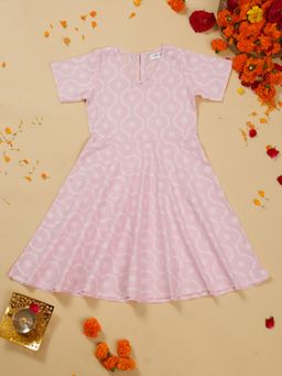 SAKA DESIGNS - Girls Pink Cotton Printed Kurta for Effortless Style