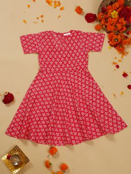 SAKA DESIGNS - Girls Knee-Length Printed Rayon Kurta