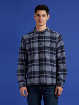 Pepe Jeans - Navy Check Full Sleeve Shacket