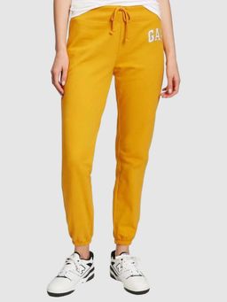 GAP - Women's Mid-Rise Relaxed Fit Logo Joggers - Mustard