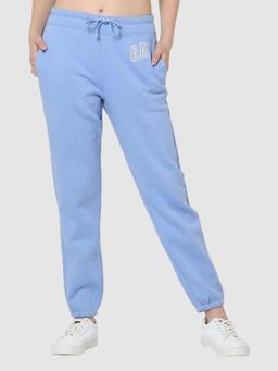GAP - Women's Mid-Rise Regular Fit Applique Logo Joggers - Blue