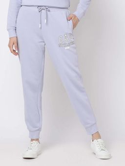 GAP - Women's Logo Printed Regular-Fit Mid Joggers Trousers - Purple