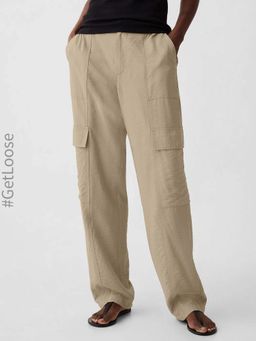 GAP - Women's Brown Solid Cargo Pant