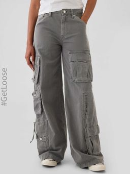 GAP - Women's Grey Solid Cargo Pant