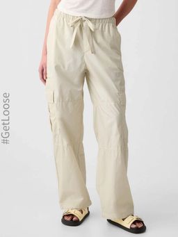 GAP - Women's Off White Solid Cargo Pant