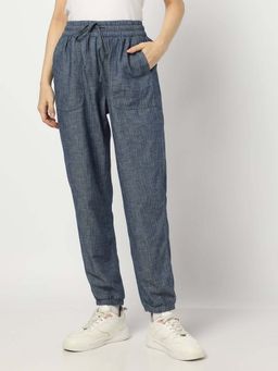 GAP - Women's Mid-Rise Relaxed Self-Design Joggers - Blue