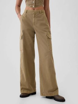 GAP - Women's Solid Printed Relaxed Fit Cargo Pant - Brown