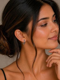 Axora Life - 925 Sterling Silver Ear Half Hoops - Silver