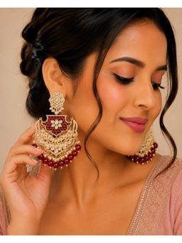 Designbox - Maroon Chandbali Earrings