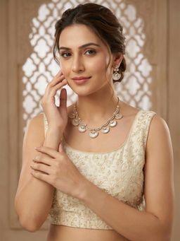 Odette - White Alloy Stone & Kundan Necklace & Earrings