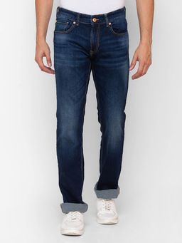 Spykar - Dark Blue Cotton Comfort Fit Regular Length Jeans for Men (rafter)
