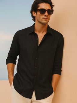 FABULOUS - Black Men Premium 100% Pure Linen Shirt