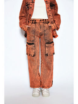 The Clothing Factory - 90s Baggy Denim Unisex Cargo Jeans Orange