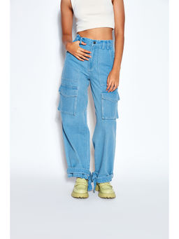 The Clothing Factory - 90s Baggy Denim Unisex Cargo Jeans Blue