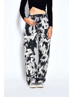 The Clothing Factory - 90s Tie Dye Baggy Unisex Denim Jeans Black/White