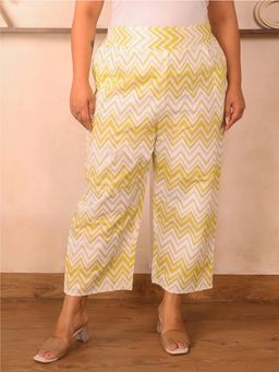 Indietoga Plus Size - Women'S Lime Green Striped Cotton Pant
