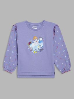 Blue Giraffe - Girls Lavender Graphic Round Neck Full Sleeves Sweatshirt