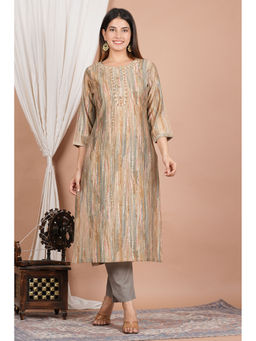 Yash Gallery - Womens Tube Light Work Tie-Dye Straight Kurta With Pant- Multi (Set of 2)