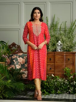 Gahan - Elegant Bandhani Style Red Kurta for Ethnic Wear