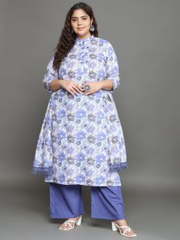 Gahan - Women Plus Size Multicolor Printed Pure Cotton Kurta & Palazzo with Dupatta