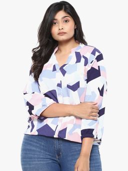 Instafab Plus - Women Geometric Design Casual Shirt Multi-Color