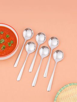 Culinex by thinKitchen - Premium 18/8 Silver Rustproof Tableware 7" Small Soup Spoons (Pack of 6)