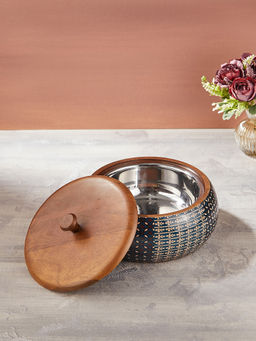 Fabindia - Parthiv Mango Wood Chapati Box with Lid and Liner