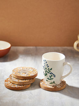 Fabindia - White Gaj Mango Wood Coasters (Pack of 4)
