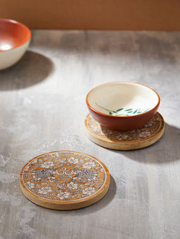 Fabindia - White Gaj Mango Wood Trivets (Pack of 2)