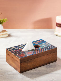 Fabindia - Blue Parthiv Wooden Tissue Box