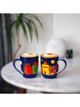 BRINNS - Gall&Zick Blue Print Ceramic Microwave Safe Mugs (Pack of 2)