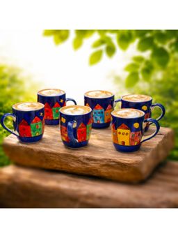 BRINNS - Gall&Zick Blue Print Ceramic Microwave Safe Mugs (Pack of 6)