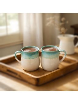 BRINNS - Drip Red-Black Glazed Ceramic Microwave Safe Mugs (Pack of 2)