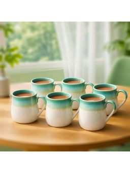 BRINNS - Drip RedBlack Glazed Ceramic Microwave Safe Mugs (Pack of 6)